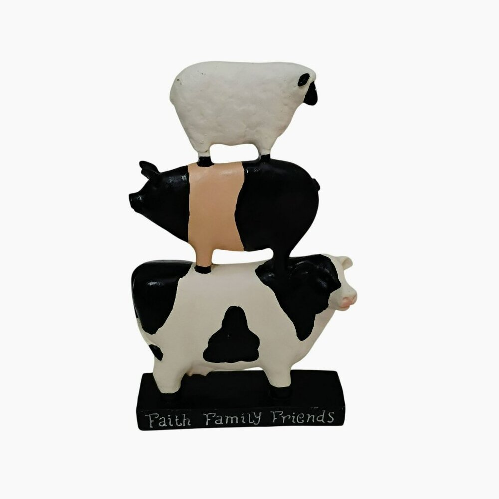 Stacked Farm Animal Figurine, Sheep Pig Cow, Faith Family Friends, Farmhouse